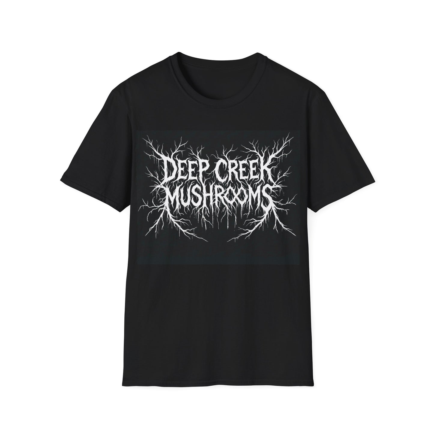 Deep Creek Mushrooms "Metal Band" Style Tee - Mycelial Web T-Shirt