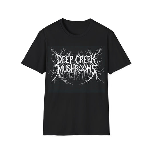 Deep Creek Mushrooms "Metal Band" Style Tee - Mycelial Web T-Shirt