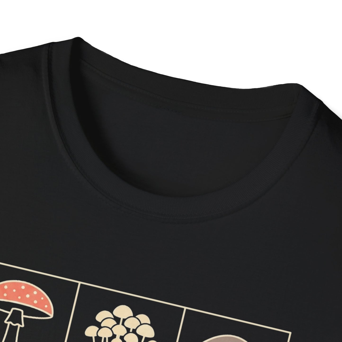 Mushroom Grid T‑Shirt — Vintage Botanical Fungi Illustration Tee