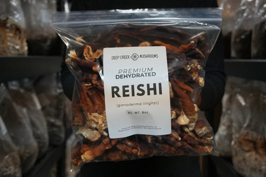 Premium Dried Reishi Mushrooms | USA Grown | Fruiting Body | Deep Creek Mushrooms